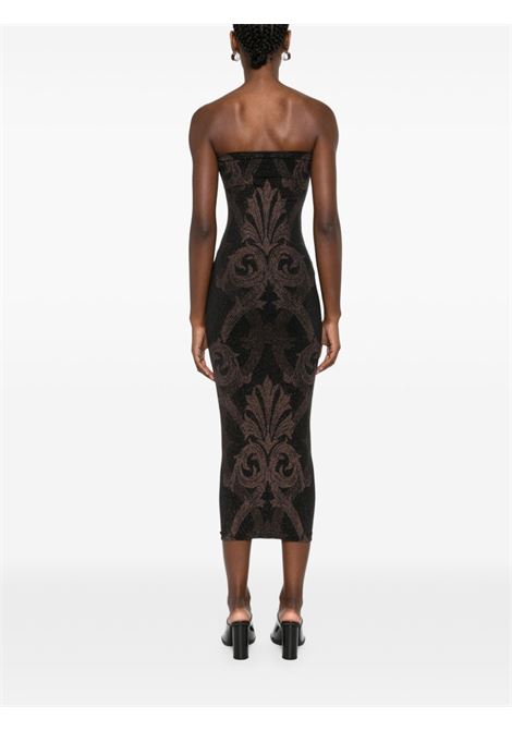 Abito midi con effetto jacquard in nero e bronzo Wolford x etro - donna WOLFORD X ETRO | 571728098